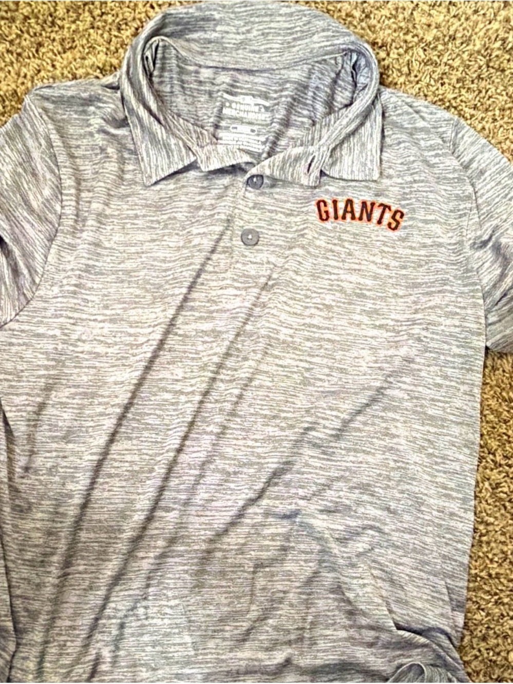Genuine Merchandise Gray Heather Mens Medium Polo with Orange 'Giants' Logo